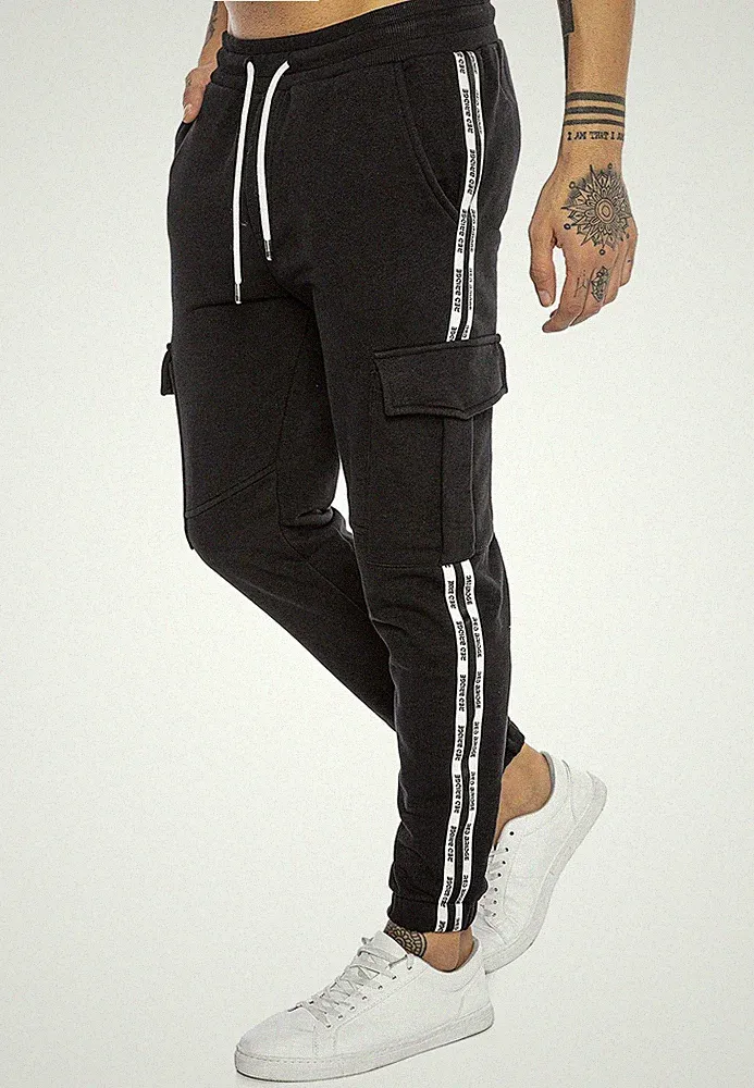 Jogginghose Herren Cargo Jogger Hose Freizeithose Schwarz XL