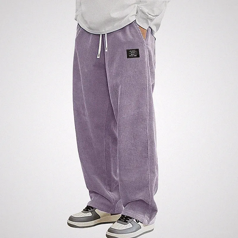 Jogginghose Herren Cord Baggy Lange Hosen Freizeithose Kordelzug Arbeitshosen