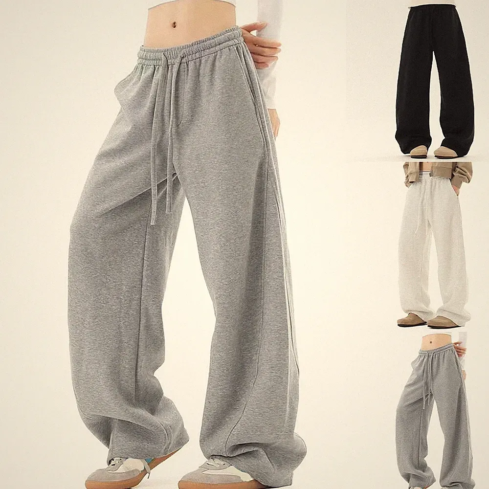 Jogginghose Herren Damen weites Bein Oversize Kordelzug Freizeit Polyesteroptik