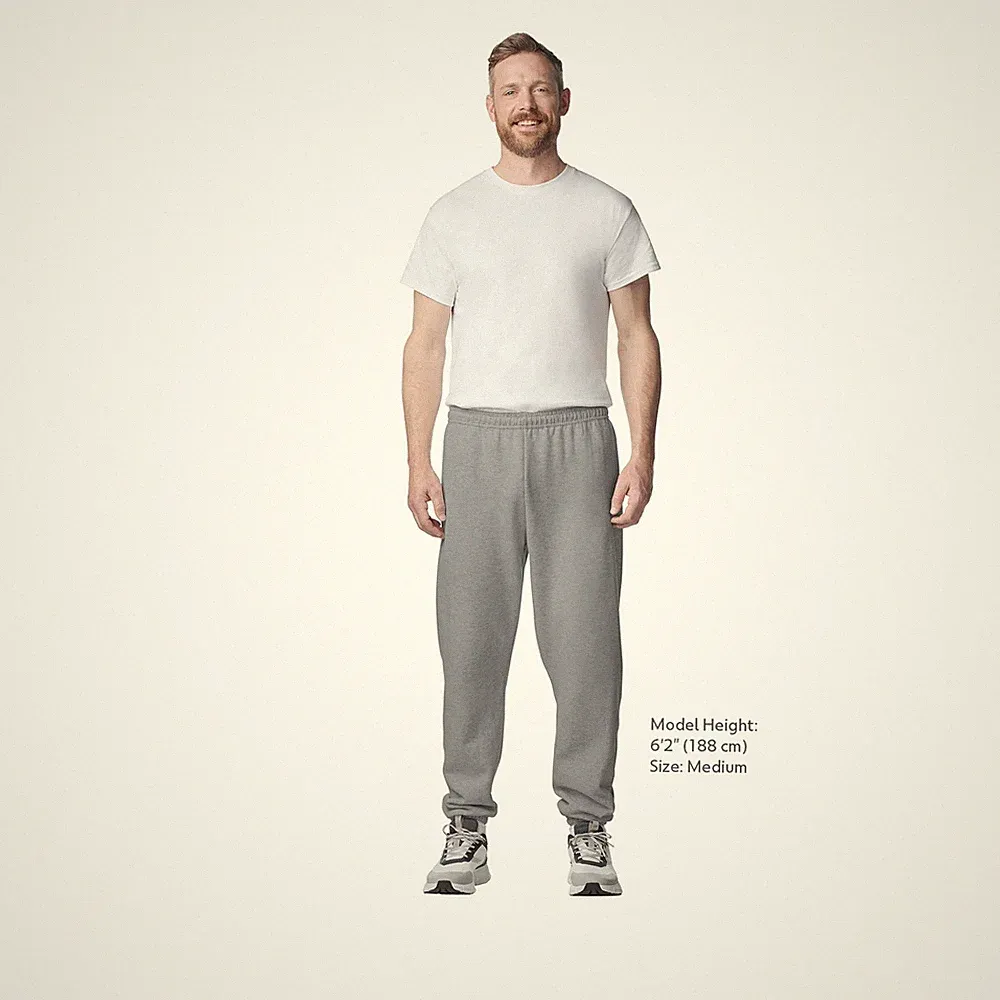 Jogginghose Herren Gildan G18200 Fleece grau elastisches Unterteil Größe Klein