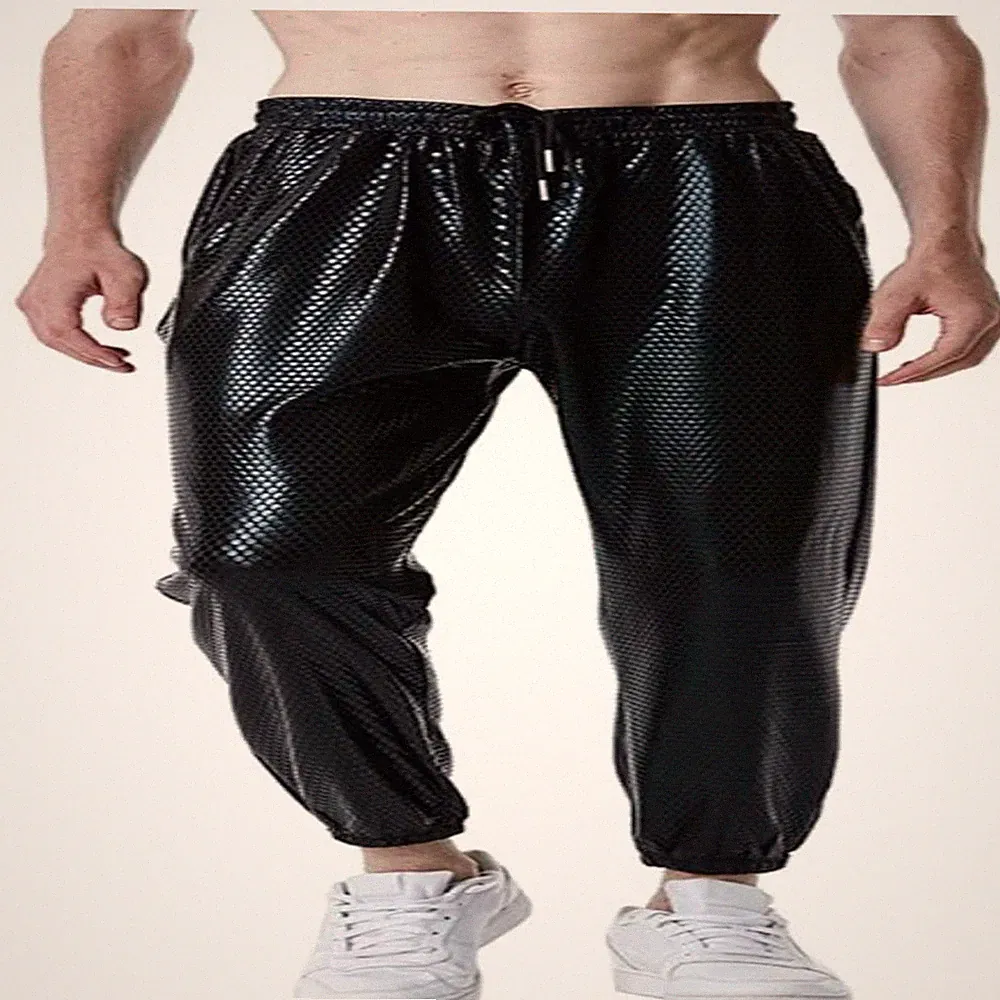 Jogginghose Herren glänzend silber metallisch Hip Hop Party Festival Streetwear