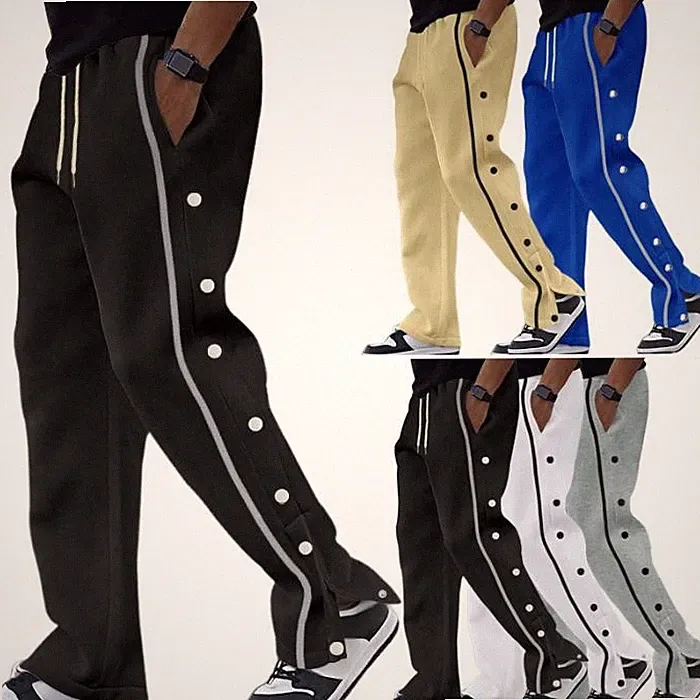 Jogginghose Herren Knopfhose Reha-Hose mit Druckknöpfe Sporthose Traningshose