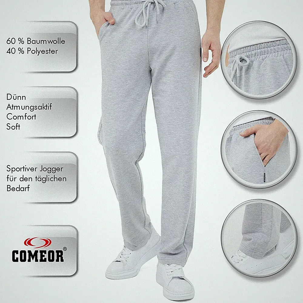 Jogginghose Herren L Grau Baumwolle Sport Sweathose Jogger COMEOR