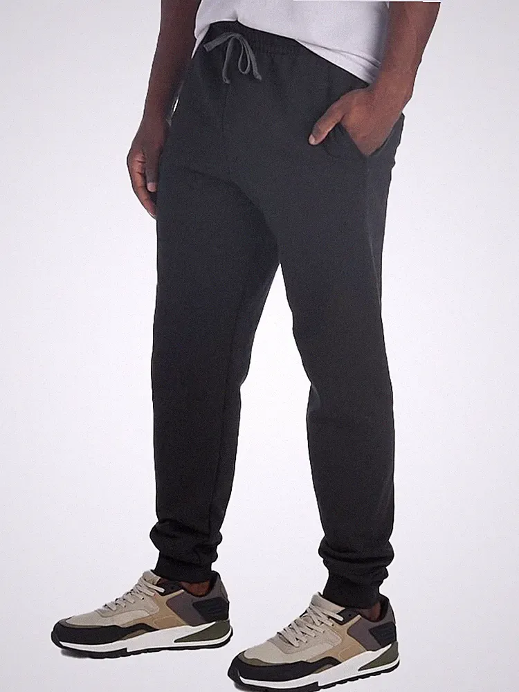 Jogginghose Herren Schwarz X-Groß Relaxed Fit Fleece Baumwollmischung Jerzees