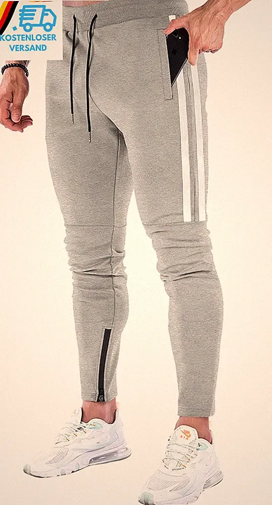 Jogginghose Herren Slim Fit mit Reißverschlusstaschen Fitness