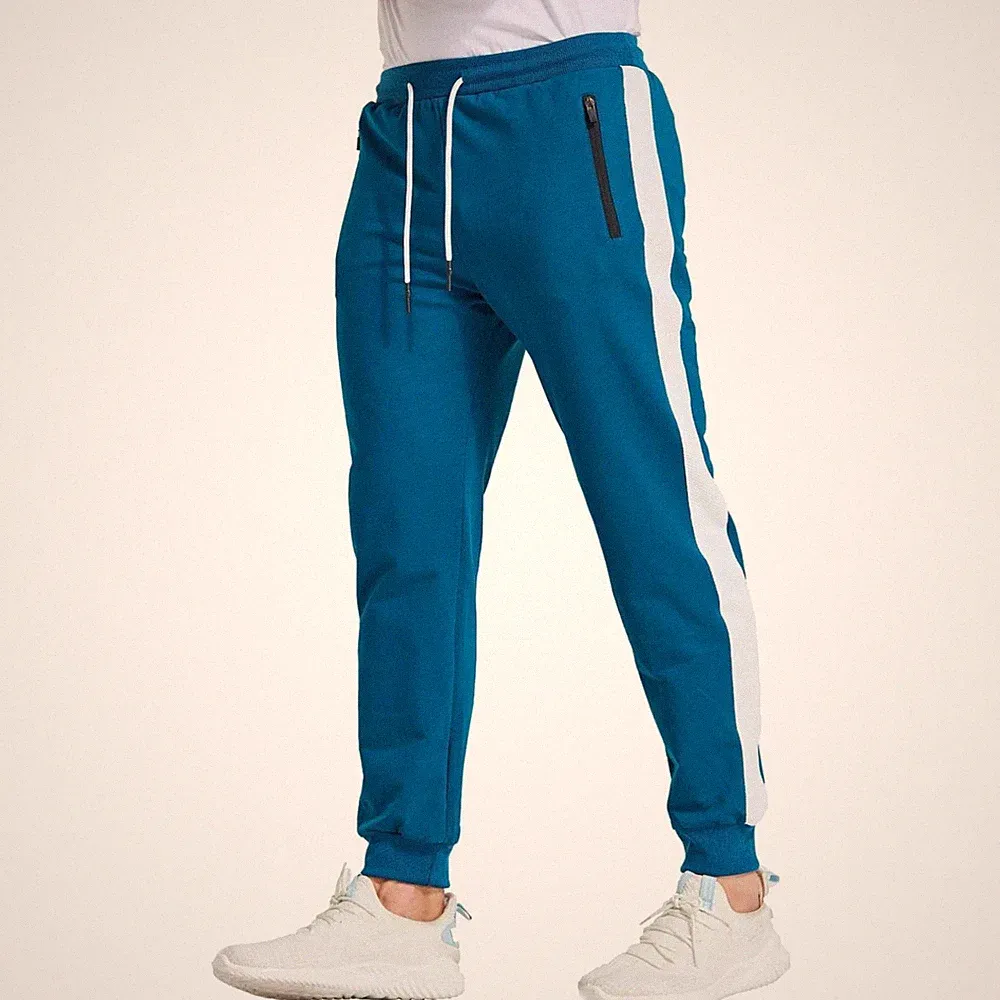 Jogginghose Herren Sport Baumwolle Reißverschlusstaschen Slim Fit