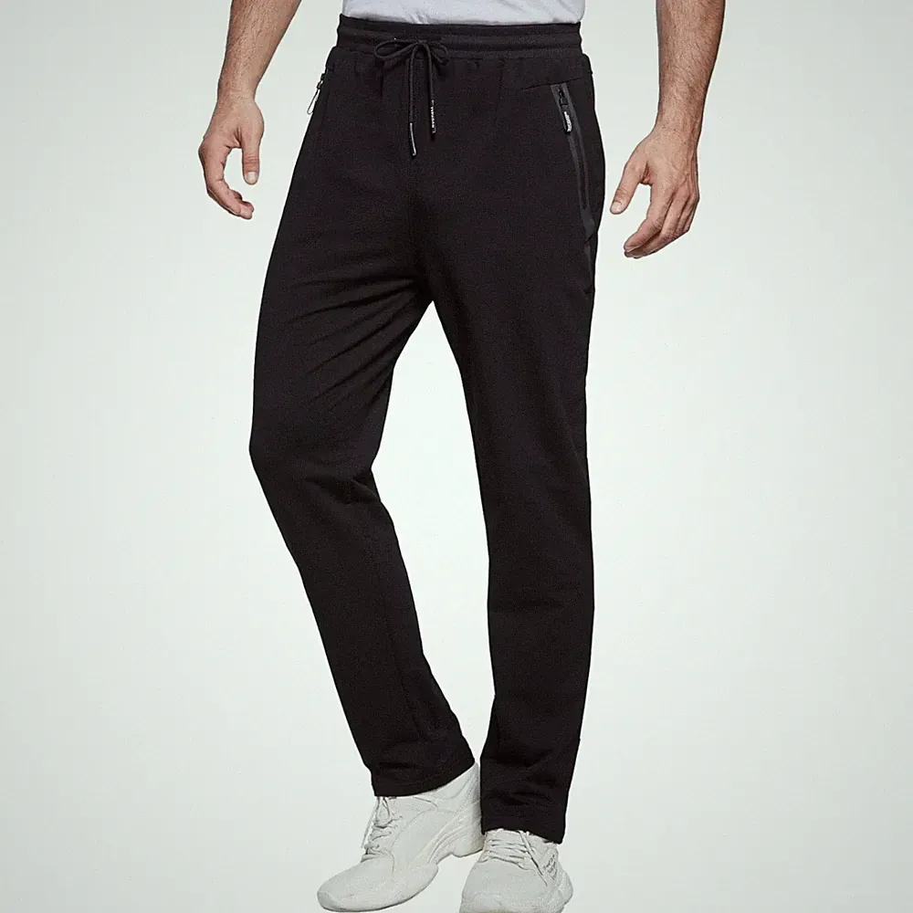 Jogginghose Herren Sporthose Baumwolle Traininhose mit Reißverschlusstaschen
