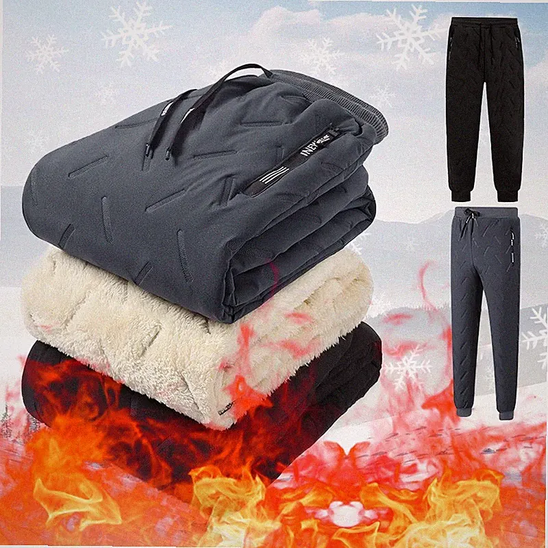 Jogginghose Herren Winter Thermo Sweatpants Dicke Warme Gefüttert Fleecehose