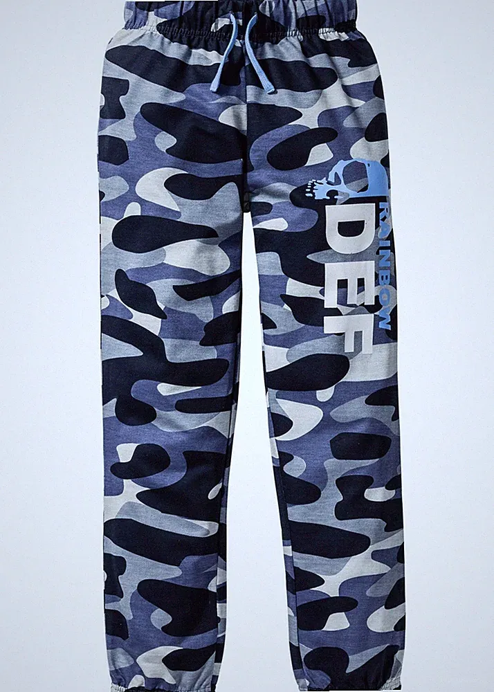 Jogginghose mit Gummibund Gr. 128 Mattsilber Mittelblau Jungen Sweathose Neu*