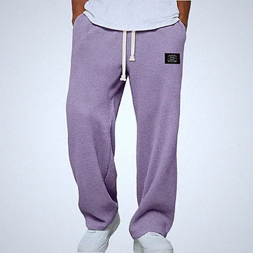 Jogginghose mit Kordelzug & Taschen Herren Weite Bein Hose Gerade Freizeithose