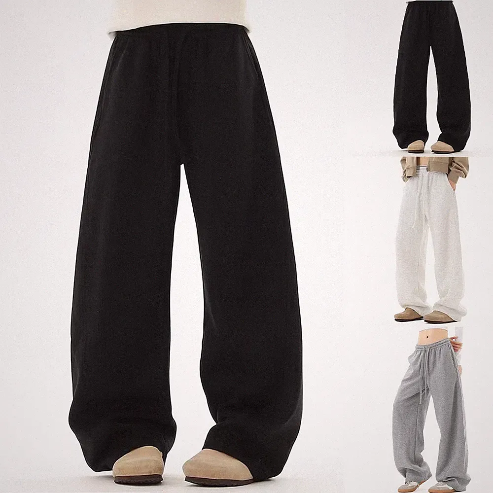 Jogginghose mit weitem Bein Herren Damen Oversize Freizeit Sporthose mit Kordelz
