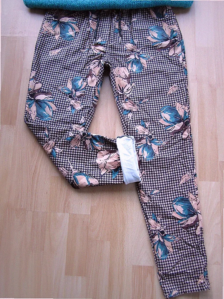 Jogpant Joggpant Jogginghose Hose WASCHLEDER HAHNENTRITT 38 40 42 camel grün