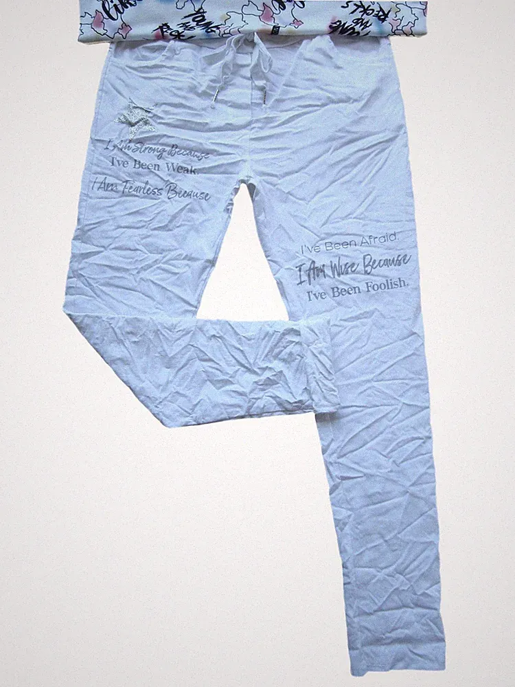 Jogpants Jogginghose Hose Gesäßtaschen GLITZER STERN SCHRIFT 36 38 40 42 he grau