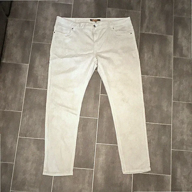 Johnny Bigg Jeans Herren Weiß Five-Pocket Knopf Gr. 42