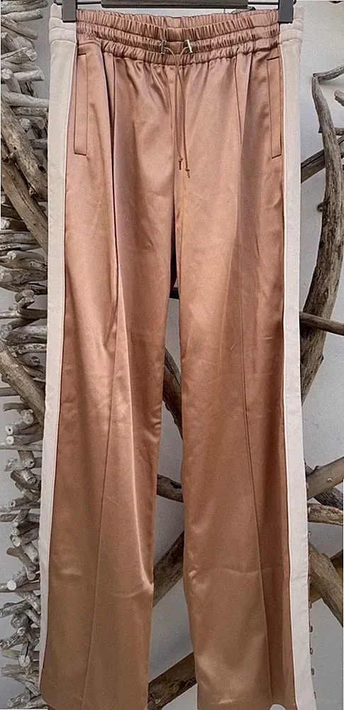 Jonathan Simkhai Hose nude rosa track pants Satin Jogging Hose wide leg S 36