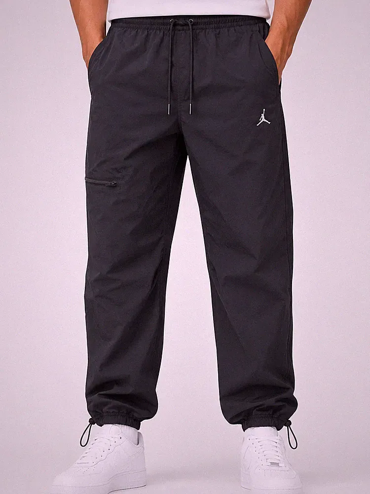 Jordan Herren schwarze Jogginghose Kordelzug Größe 15,75" Taille 27,95" Schri...