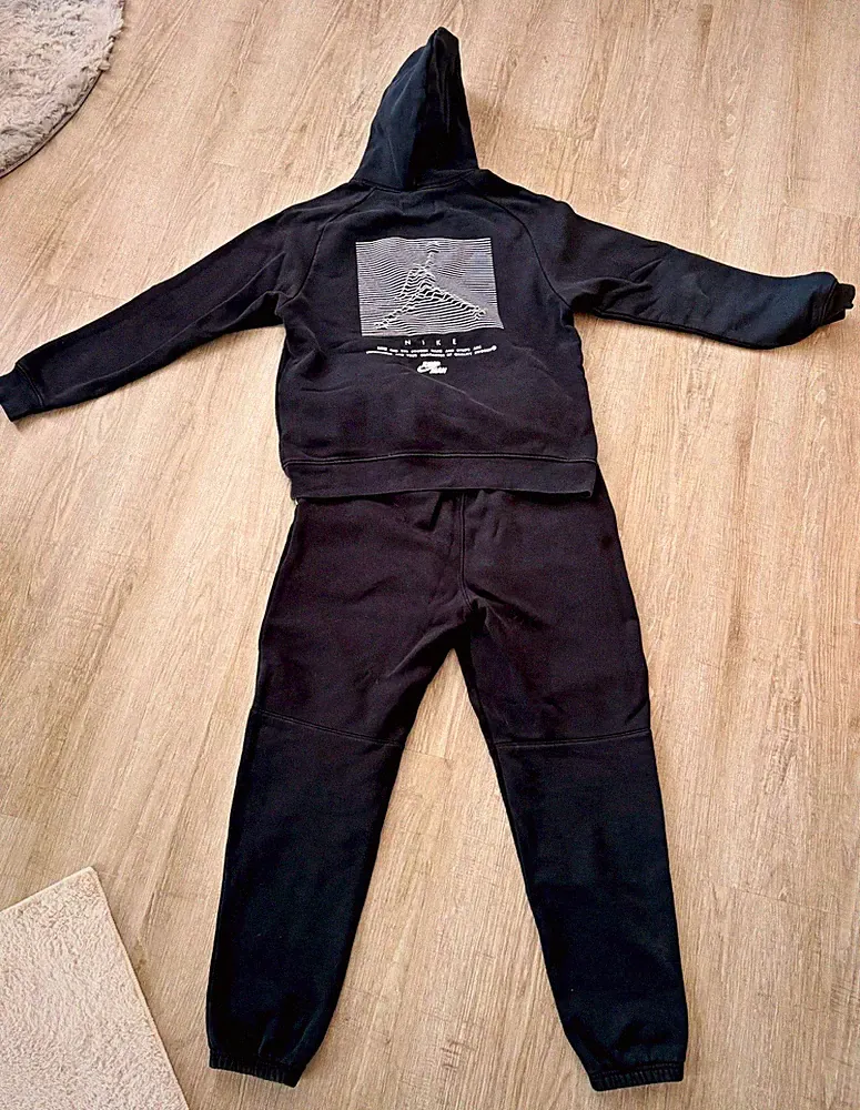 Jordan Herren Trainingsanzug 2-teilig Hoodie & Hose Schwarz M Fleece Baumwolle