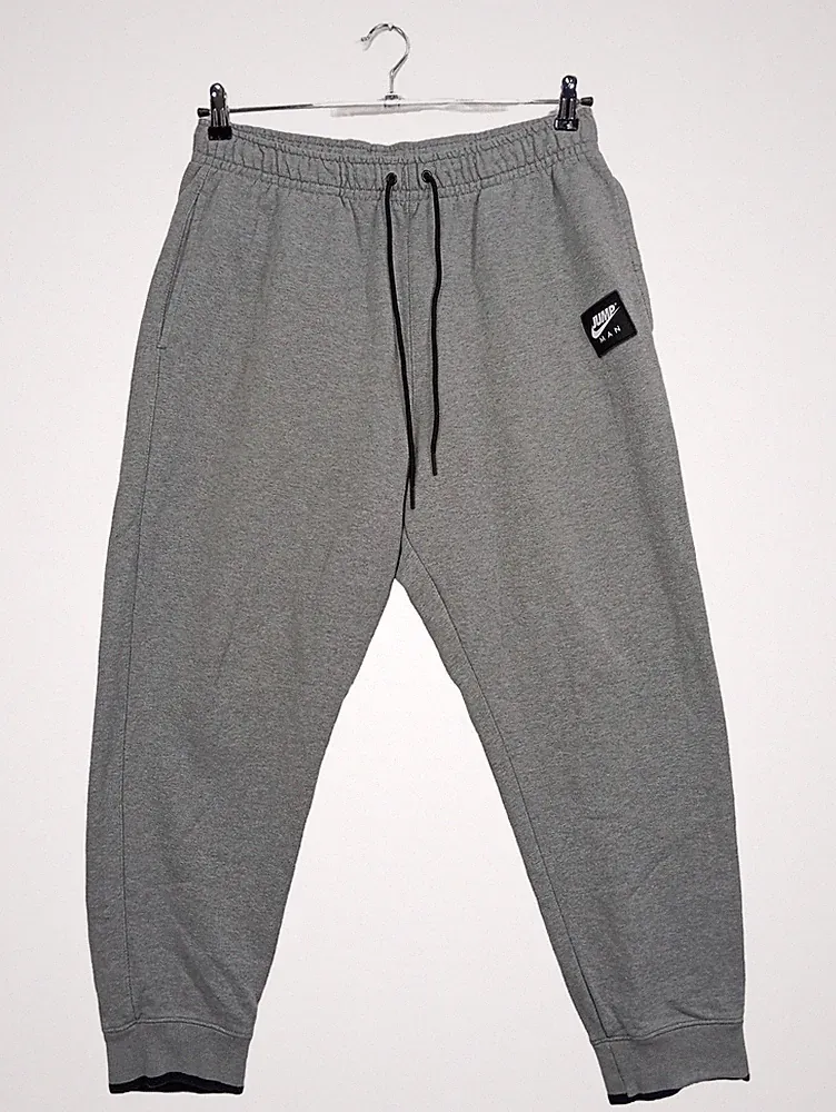 Jordan Jogginghose Herren L Grau Sportlich Baumwolle Logo Print