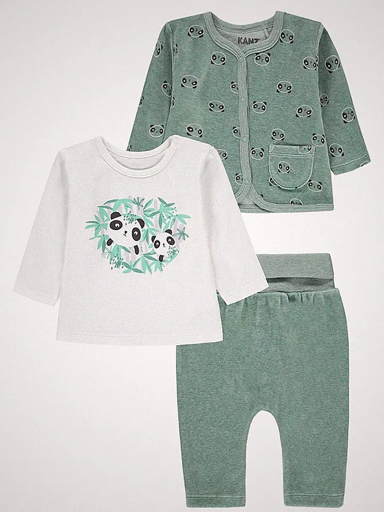 Jungen-Set: Sweatshirt + Bluse + Jogginghose, grün, Kanz