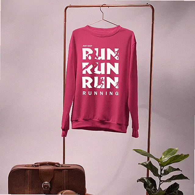Just Keep Running Sweatshirt Motivation Fitness Marathon Jogging Sport Geschenk