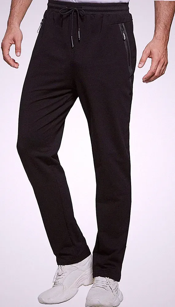 JustSun Herren Jogginghose Trainingshose Sporthose Baumwolle Reißverschlusst