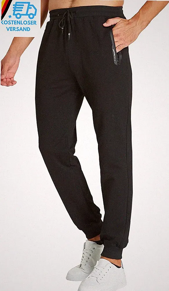justsun jogginghose herren baumwolle hose mit reißverschluss taschen