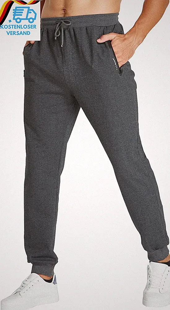 justsun jogginghose herren baumwolle hose mit reißverschluss taschen
