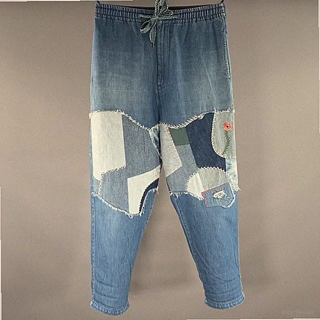 KAPITAL Größe M Hellblau Patchwork Baumwolle Jogger Jeans
