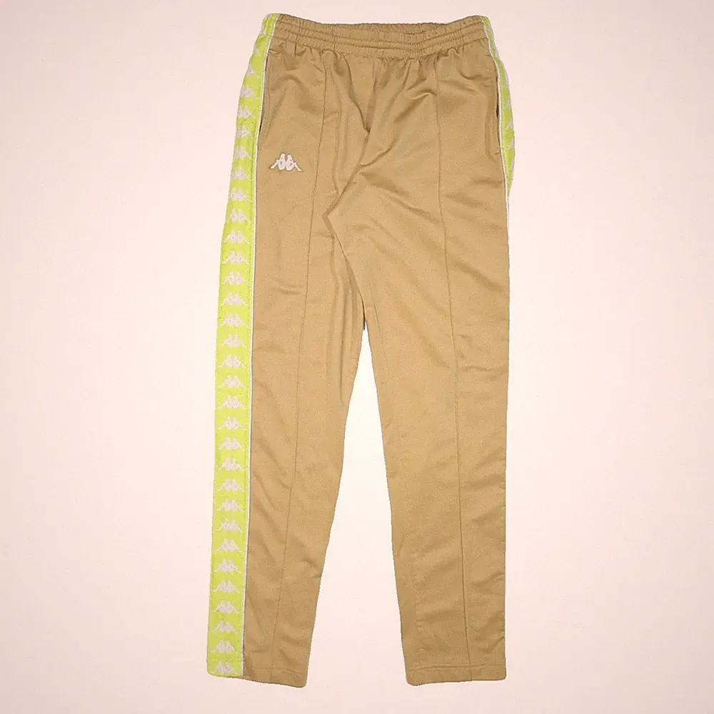 KAPPA Herren Jogginghosen Beige & Gelb Slim Tapered L W28 L31 Logo Tape