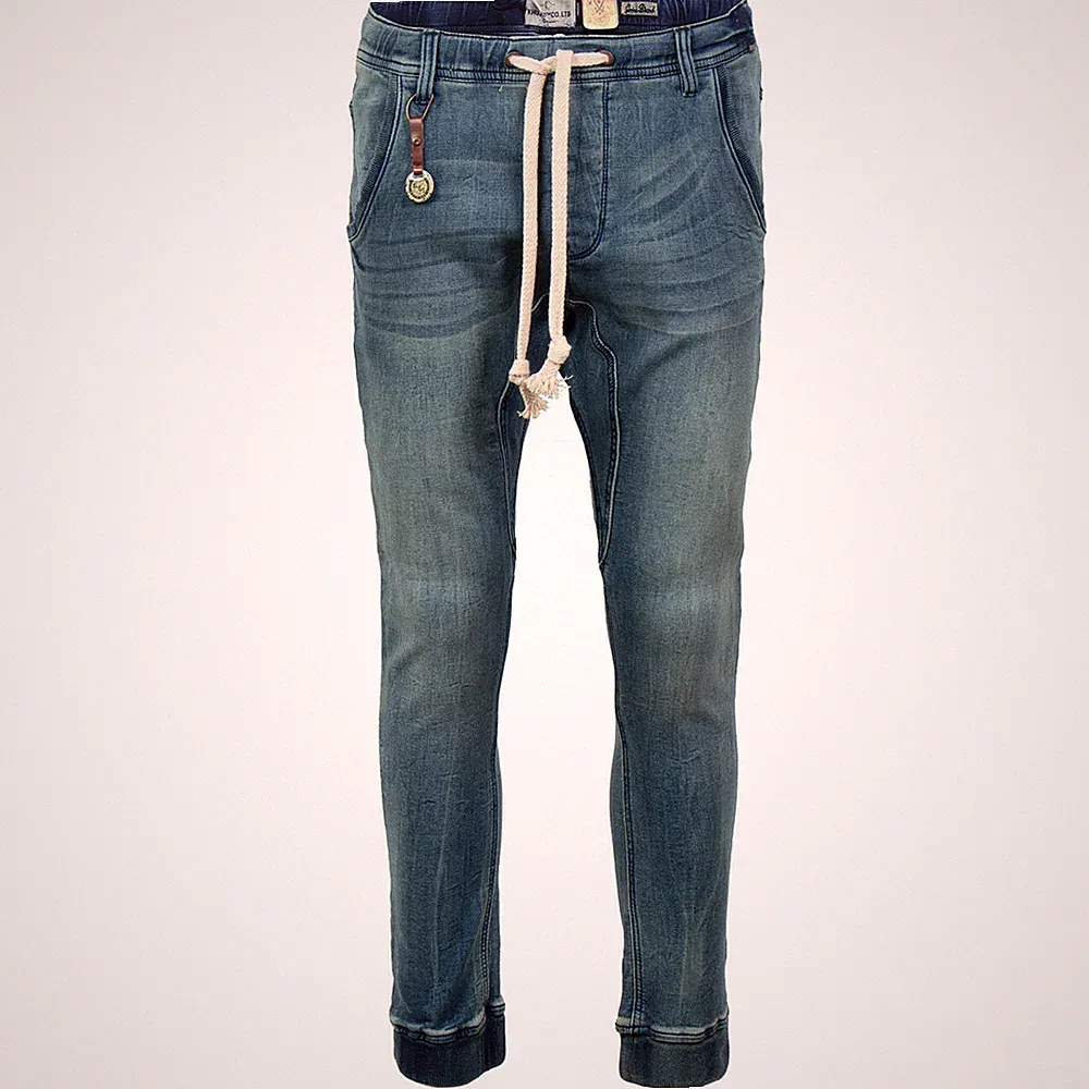 Khujo Herren Hose Jogging-Style Jeans-Optik locker geschnitten Zugband