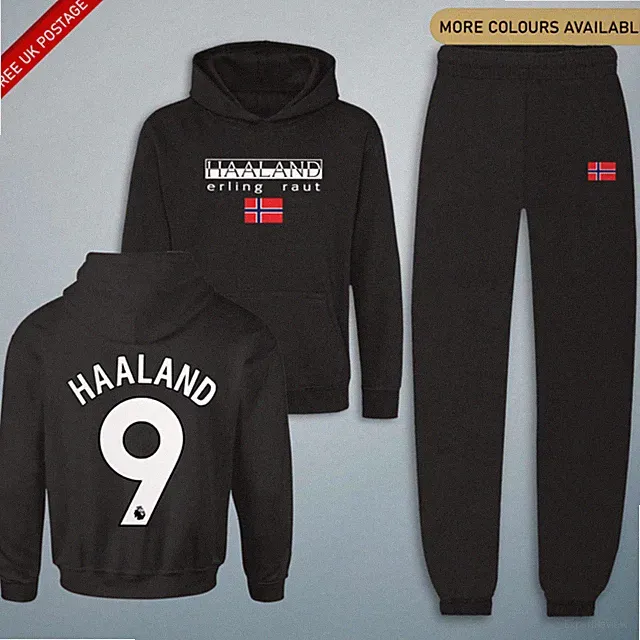 Kinder Haaland Hoodie Fußball Trainingsanzug Set Man City Hoodie Kinder Jogger Trainingsanzug