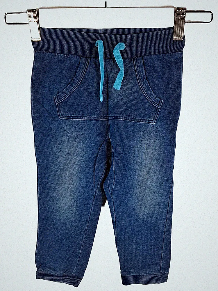 Kinder Jogginghose Jeans-Optik Gr. 86 Blau Baumwolle Jogger
