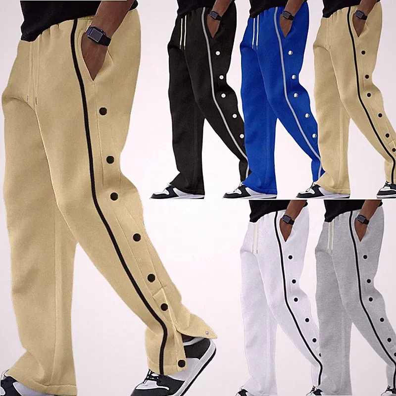 Klassisch Herbst Herren Knopfhose Reha-Hose mit Druckknöpfe Baggy Beqeum Mode