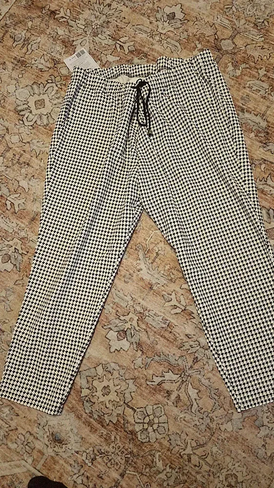 Klaus Modelle Damen Jogginghose Hahnentritt Schwarz/Weiß Gr. 54 elast. Bund