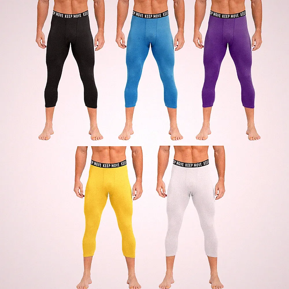 Kompressionshose Herren 3/4 Baselayer Leggings Joggen Hose Laufhose Atmungsaktiv