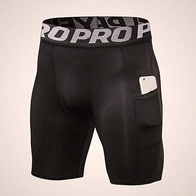 Kompressionsshorts Herren 1er Pack–Radlerhose mit Handytasche für Laufen, Fuß...