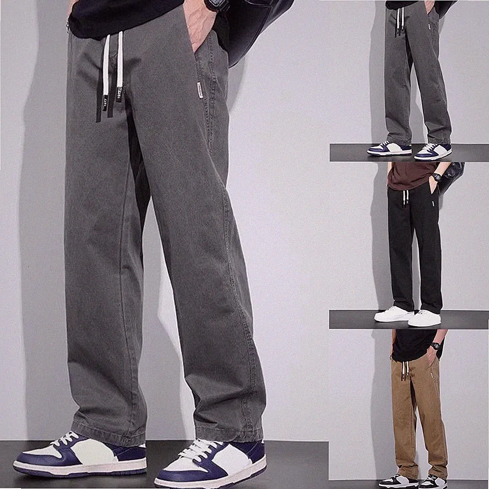 Kordelzug Jogginghose Herren Cargohose volle Länge einfarbig Cargotaschen