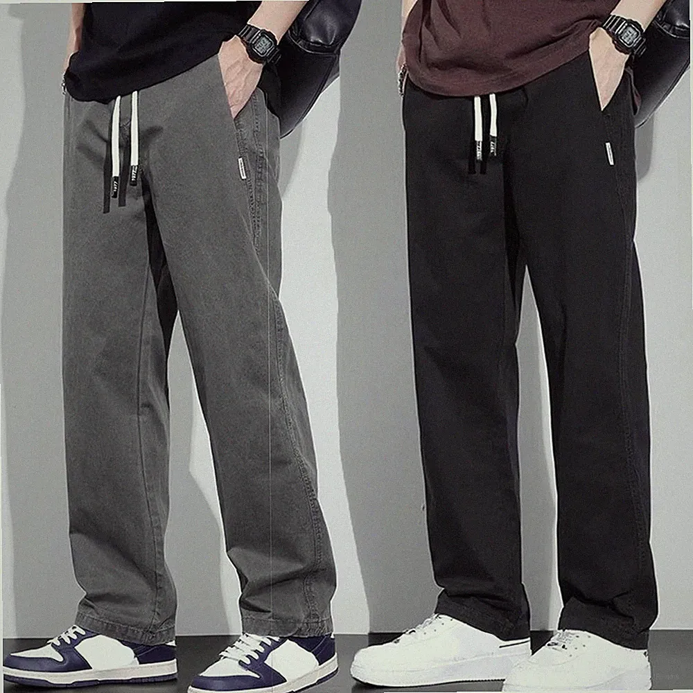 Kordelzug Jogginghose Herren Cargohose weites Bein einfarbig Cargotaschen