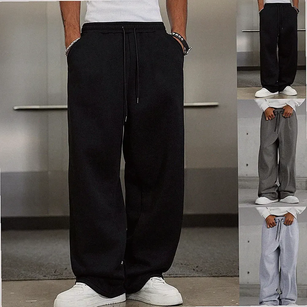 Kordelzug Jogginghose weites Bein Sweatpants 95%Polyester+5%Elasthan Oversize Lo
