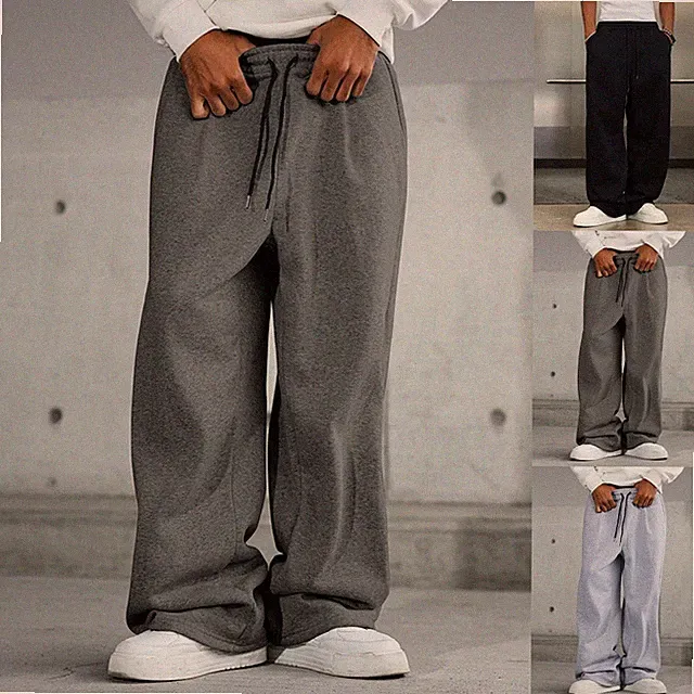 Kordelzug Jogginghose weites Bein Sweatpants Gym Oversize Loose Fit Kordelzug Ta