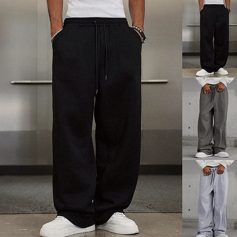 Kordelzug Jogginghose weites Bein Sweatpants Gym Oversize Loose Fit Kordelzug Ta