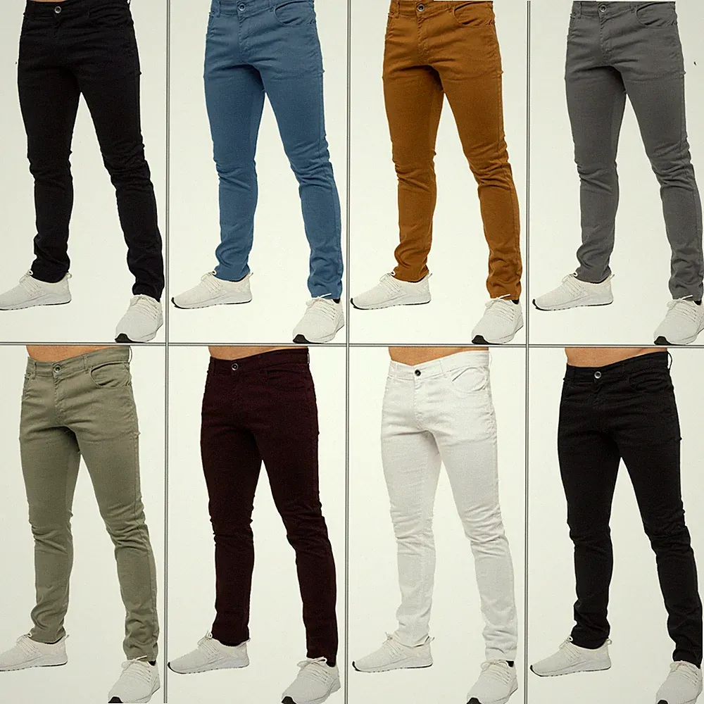 Kruze Herren Designer Chino Twillstoff Hose Chinohose stretch Skinny Jeans