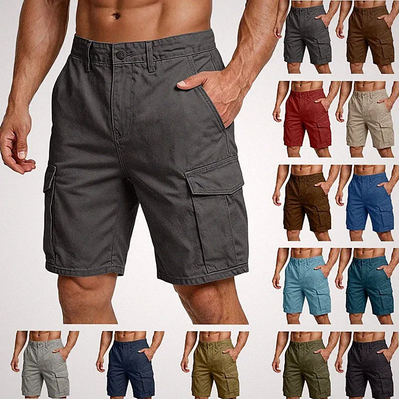 Kurze Hosen Herren Cargo Shorts Sommer Freizeithose mit Multi Tasche Jogginghose