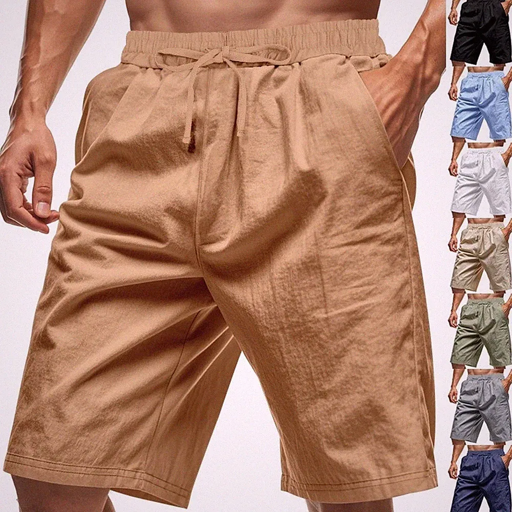 Kurze Hosen Herren Leinen Shorts Sommer Freizeitshorts Leichte Leinenhose Kurz