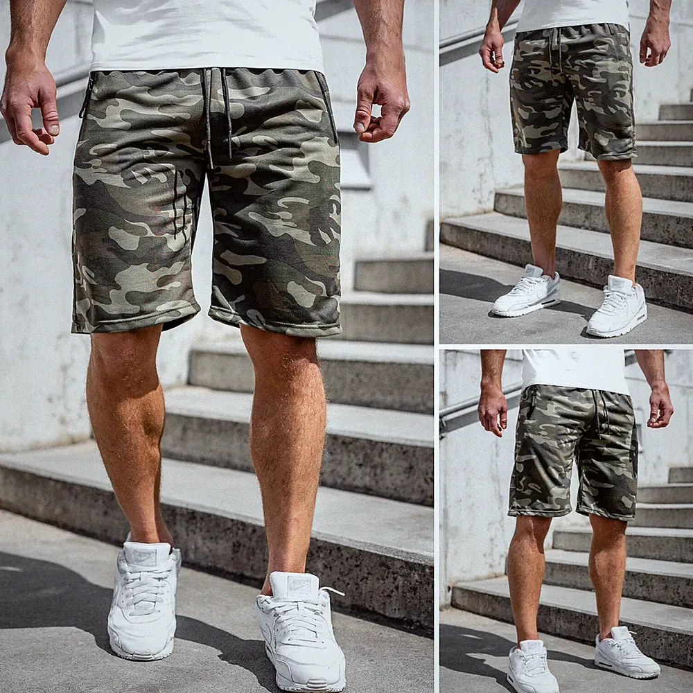 Kurzhose Kurze Sporthose Shorts Bermudas Jogging Camo Fitness Herren BOLF Army