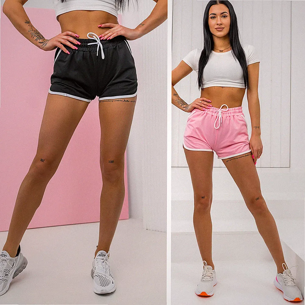 Kurzhose Shorts Sporthose Kurze Jogging Slim Fit Basic Damen BOLF Unifarben