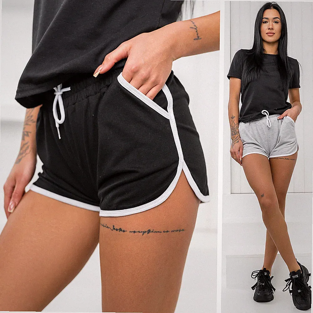 Kurzhose Sporthose Shorts Kurze Jogging Basic Slim Fit Damen BOLF Unifarben