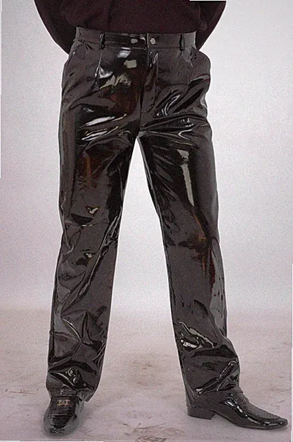 Lackina-Lack Hose im Jeans Style für Ihn , schwarz