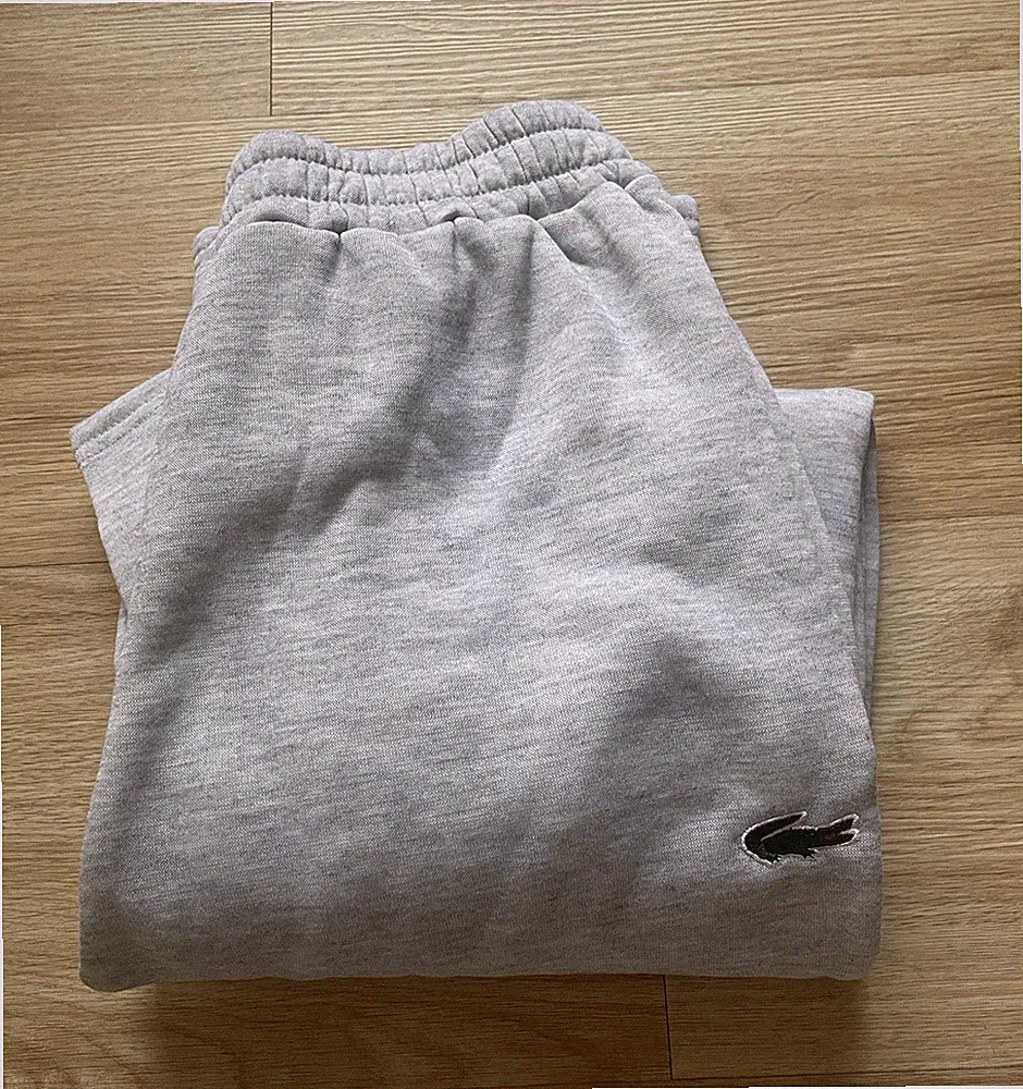 Lacoste Herren Jogginghose Grau Gr. S Unifarben Elastikbund Tunnelzug