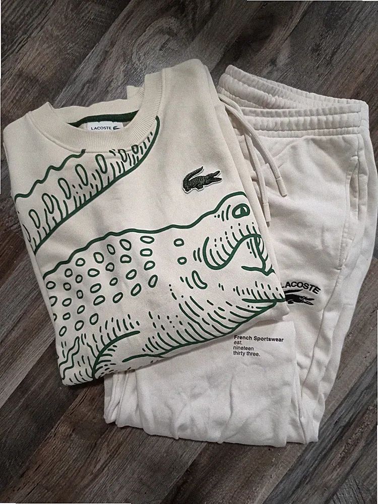 Lacoste Jogginganzug Joggingset cremeweiß in 3XL Sweatshirt Pullover Und Hose